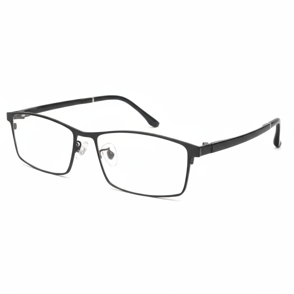 Black eyeglasses on a white background