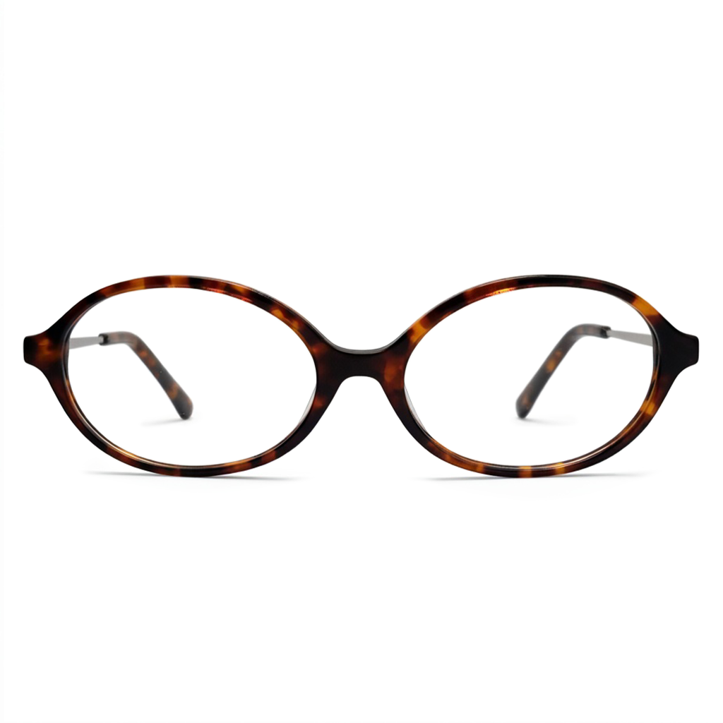 Tortoiseshell eyeglasses on a white background
