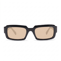 Rectangular sunglasses with a thick black frame and light brown tinted lenses, shown from the front on a white background.