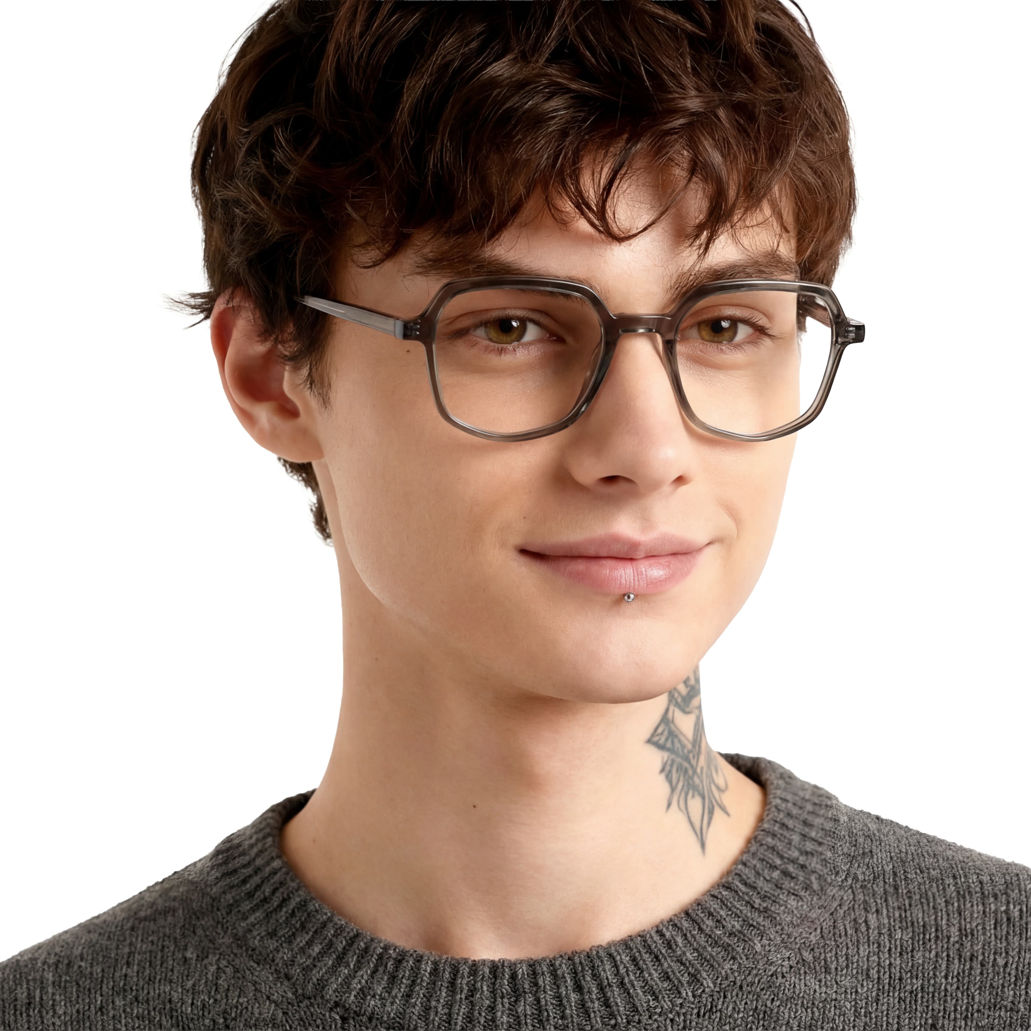 Person wearing glasses with a neutral background