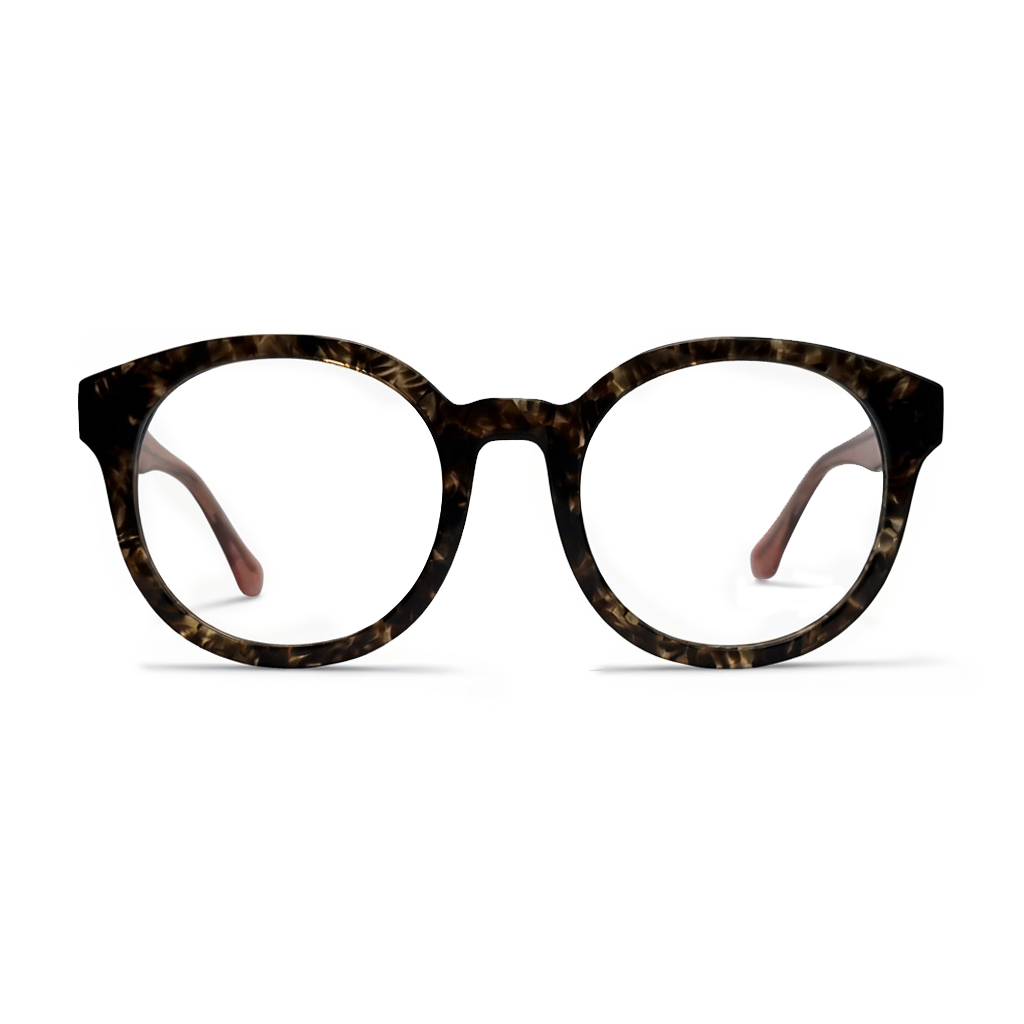 Tortoiseshell eyeglasses on a white background