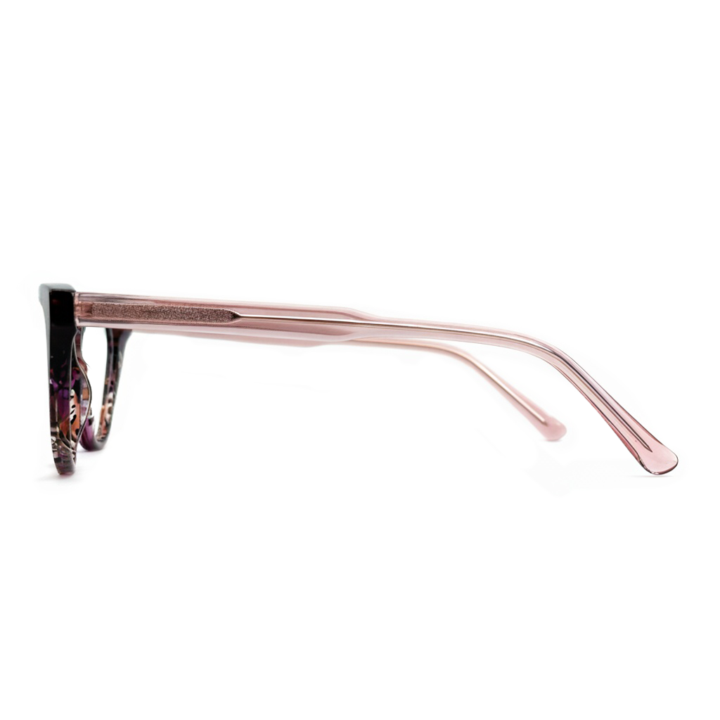 Pink eyeglasses on a white background