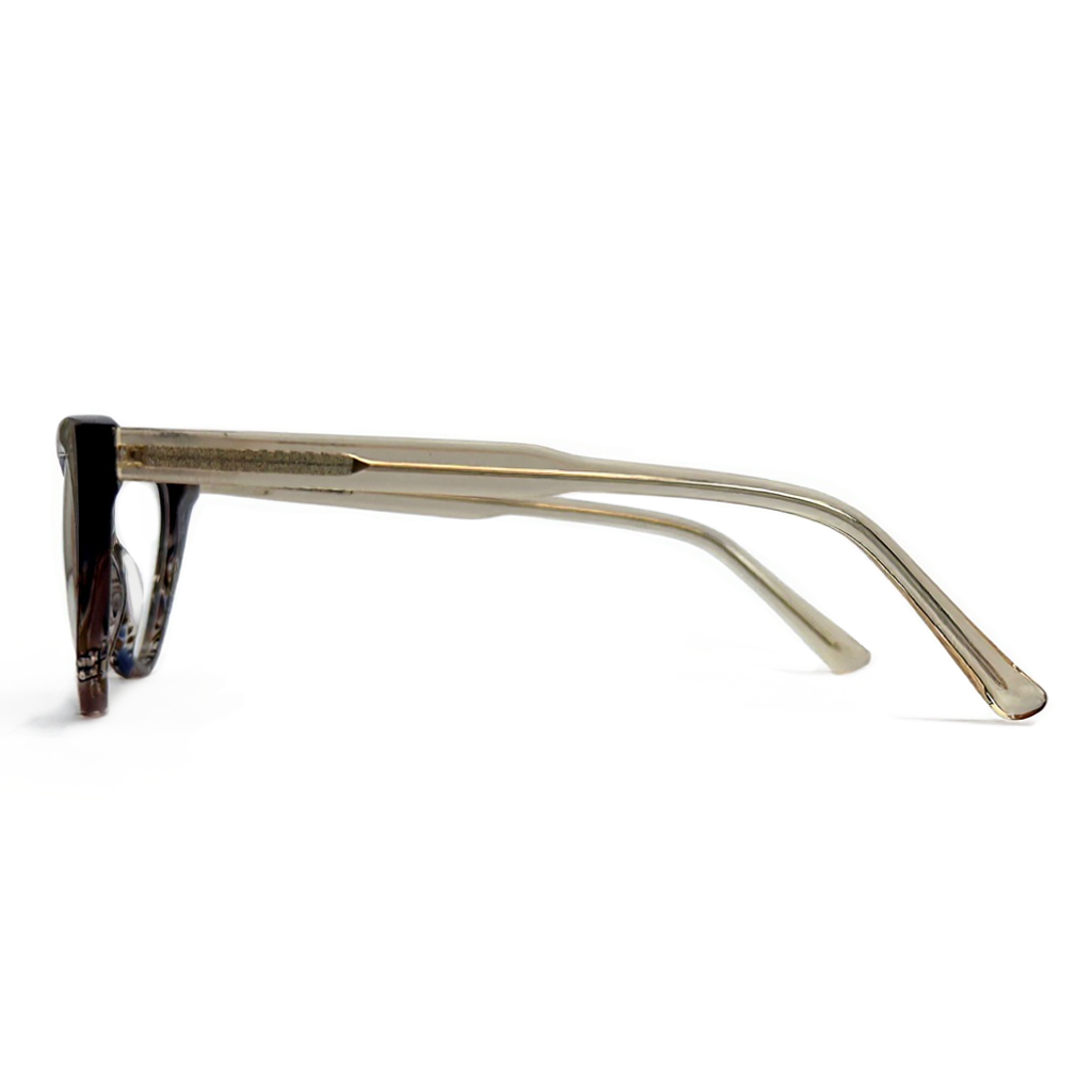 Eyeglasses with a gold frame on a white background
