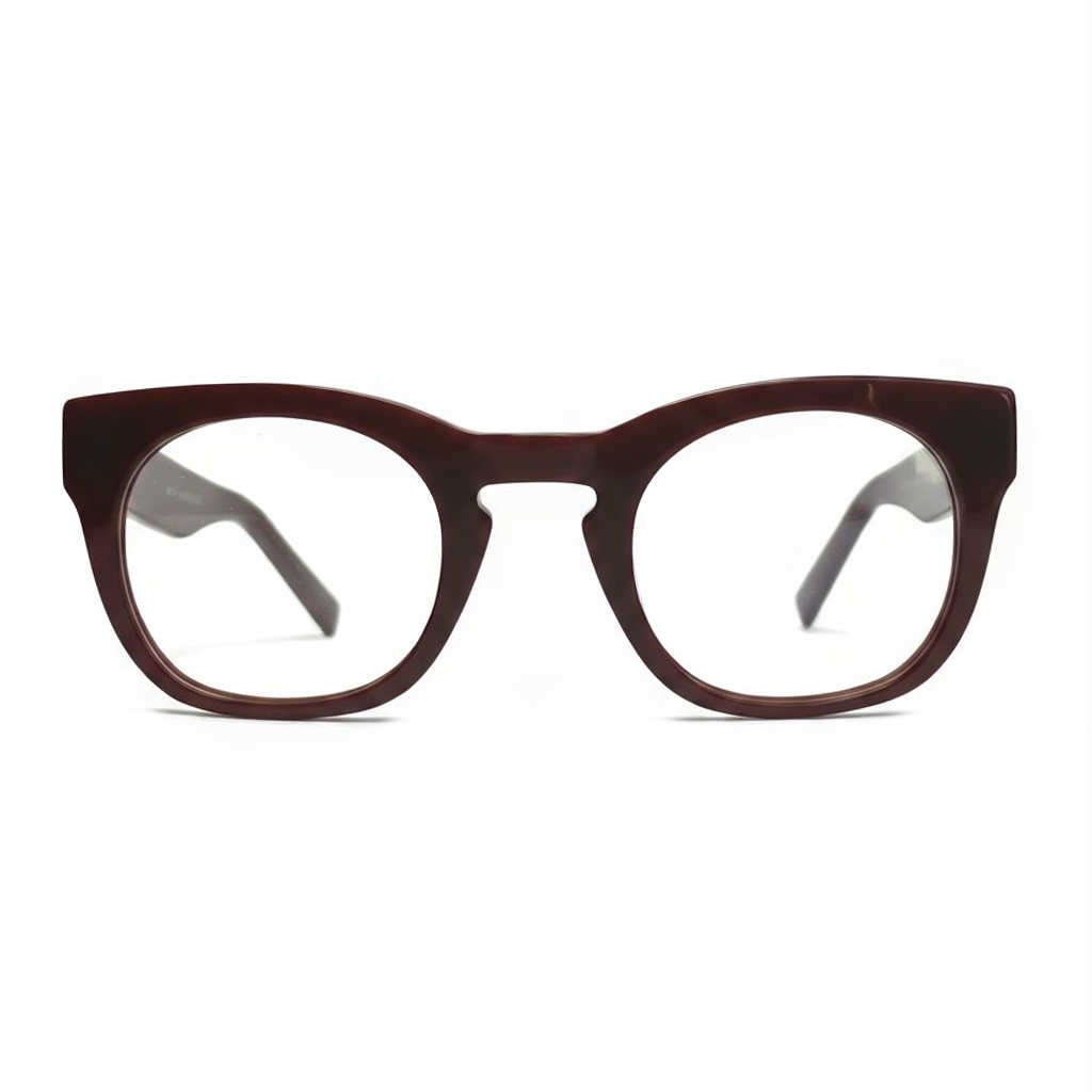 Brown cat-eye glasses on a white background