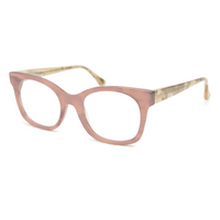Pink cat-eye glasses on a white background