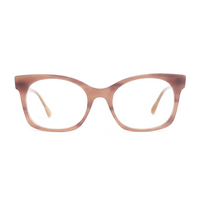 Cat-eye glasses with a brown and beige gradient frame on a white background