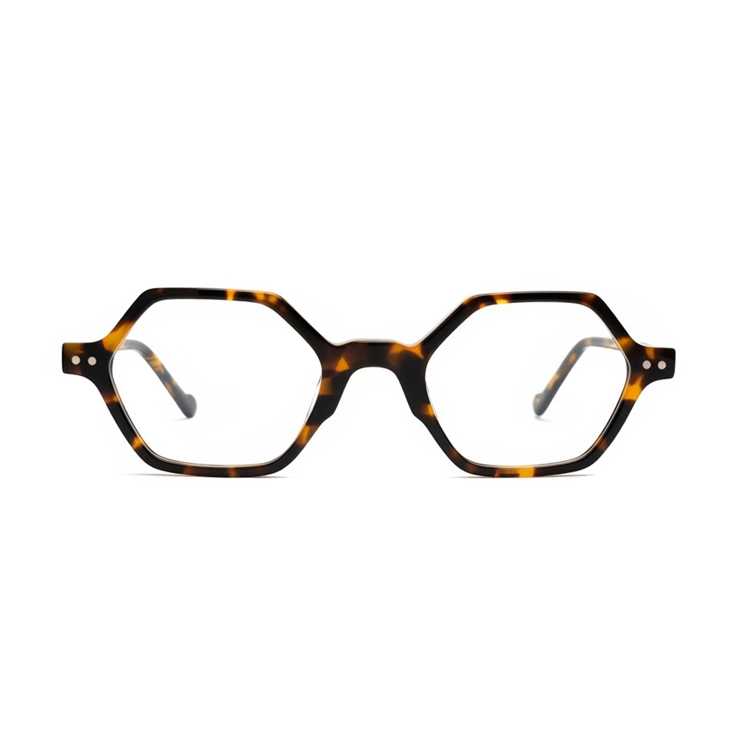 Tortoiseshell eyeglasses on a white background