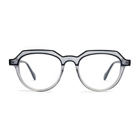 Round eyeglasses with a clear frame on a white background