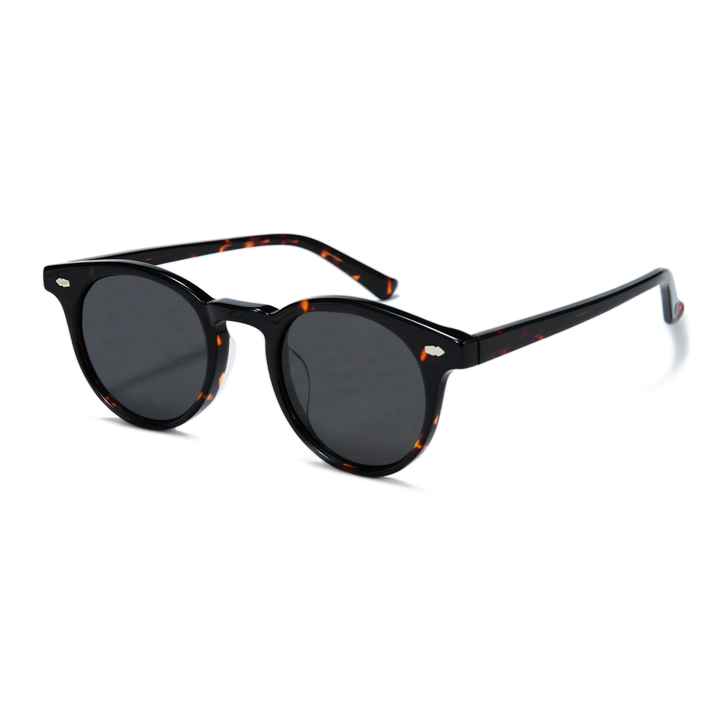 Black sunglasses with a white background