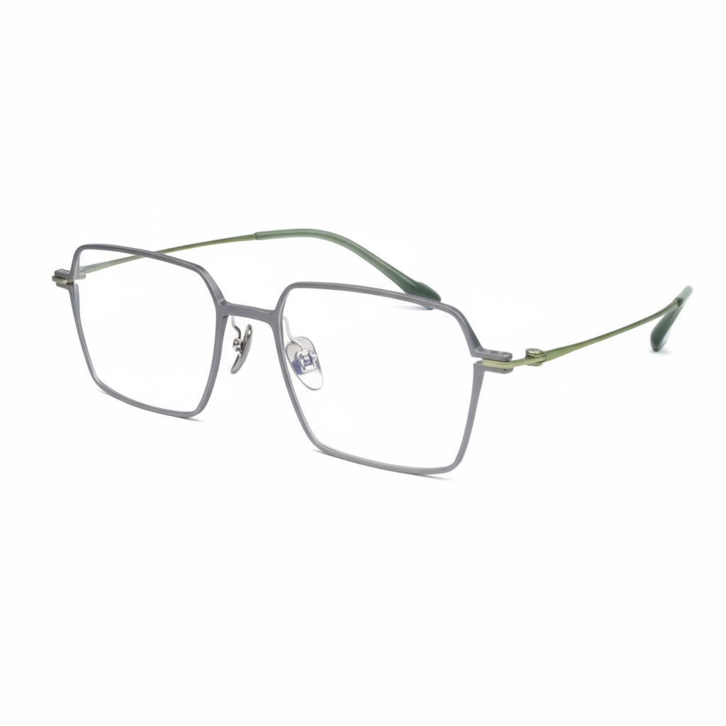 Silver eyeglasses on a white background