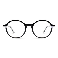Black round eyeglasses on a white background