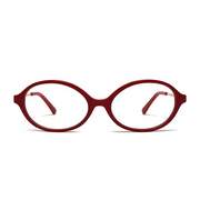 Red eyeglasses on a white background
