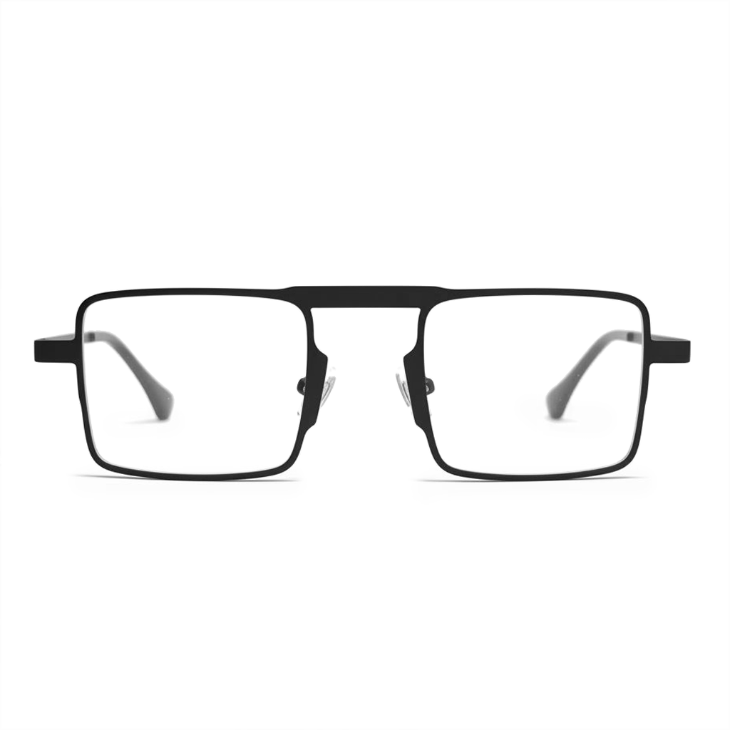 Black eyeglasses on a white background