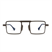 Rectangular eyeglasses with a brown frame on a white background