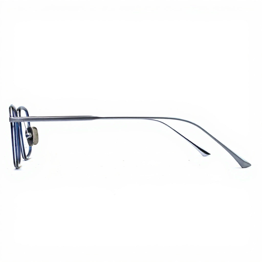 Sunglasses with thin metal frame on a white background