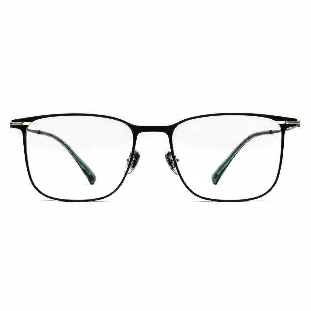 Black eyeglasses on a white background