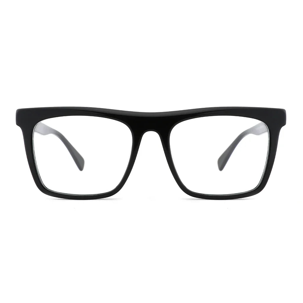 Black eyeglasses on a white background