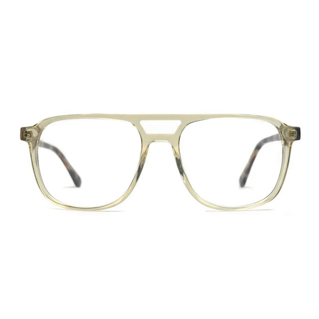 Gold aviator glasses on a white background