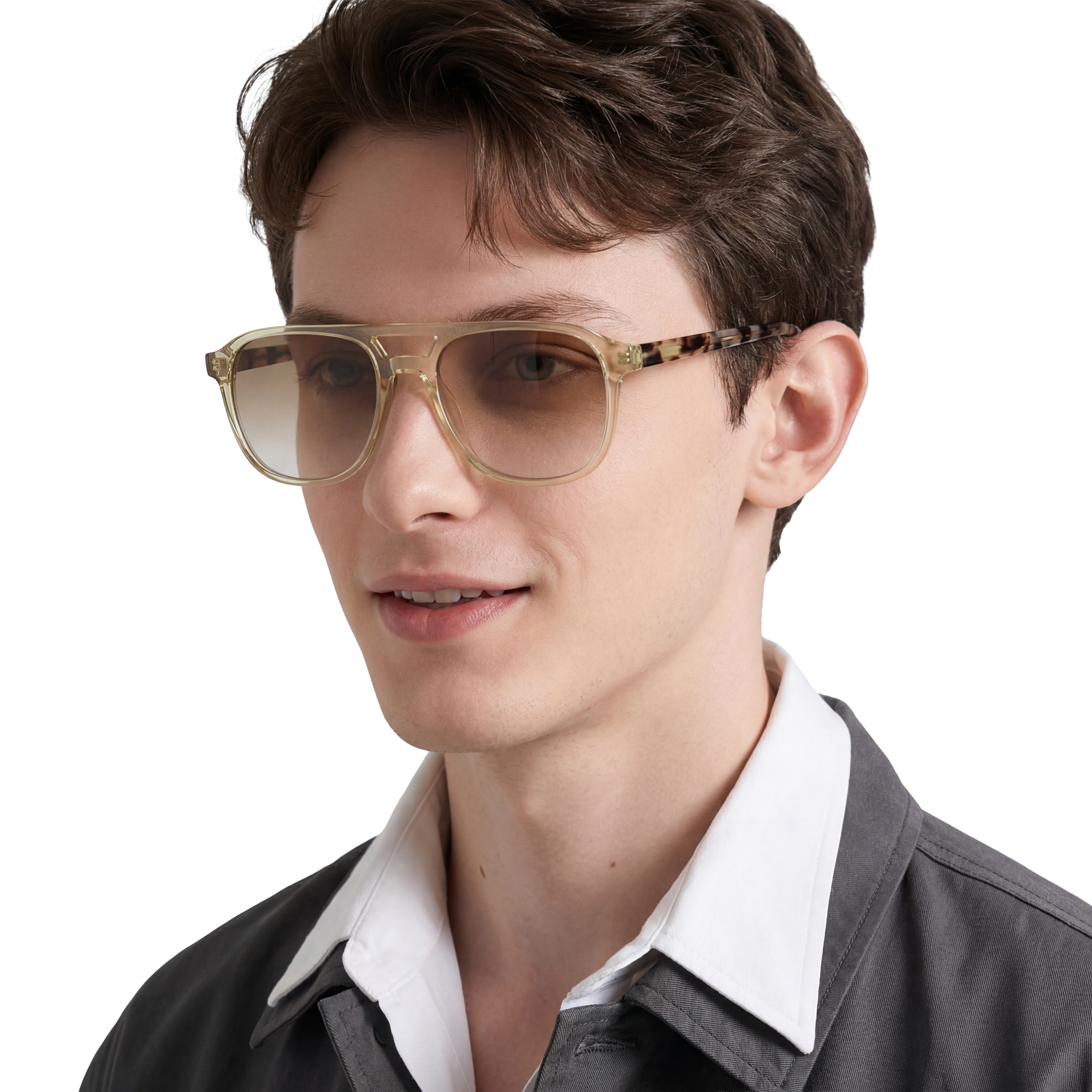Man wearing a stylish sunglasses with a neutral background