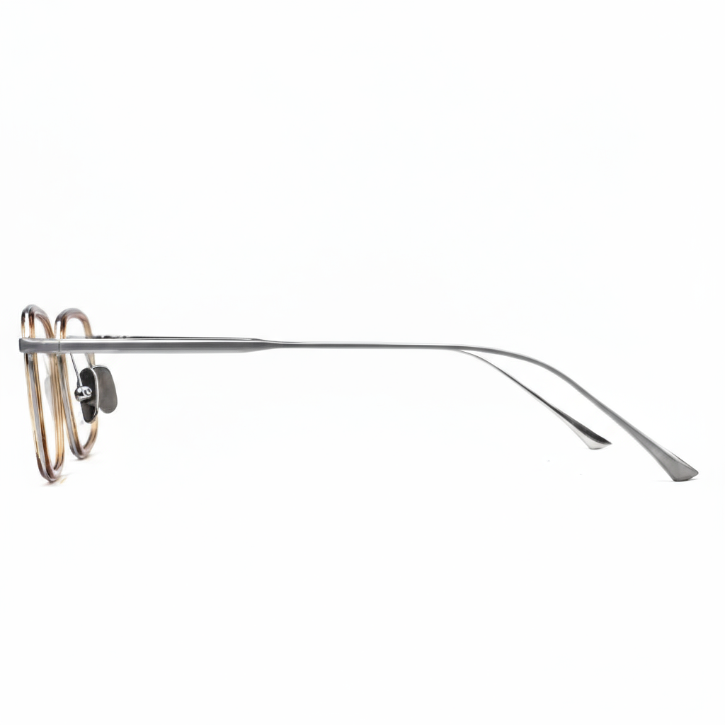 Silver eyeglasses on a white background