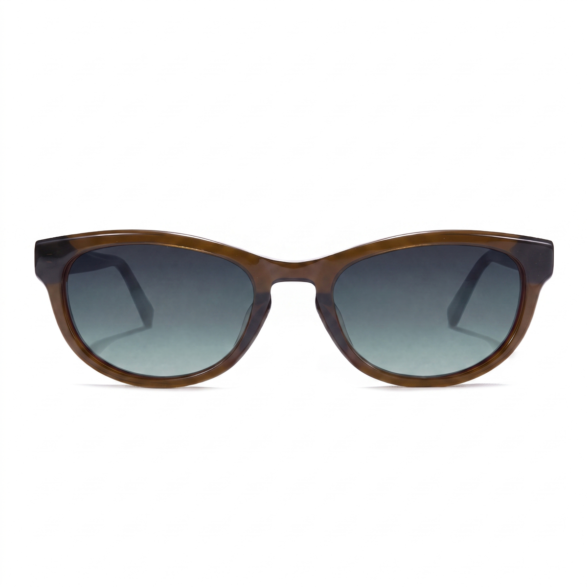 Oversized sunglasses with a translucent brown acetate frame and dark gray gradient lenses, shown against a plain white background.