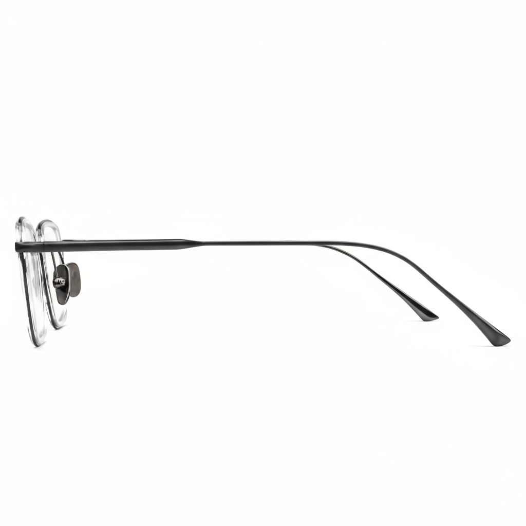 Eyeglasses with thin metal frame on a white background