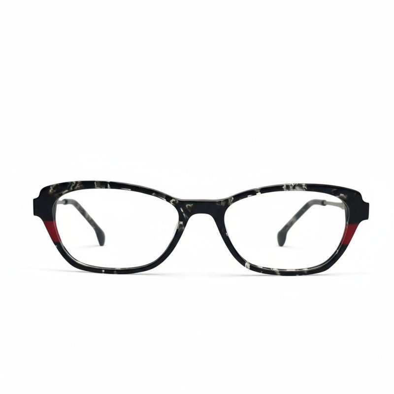 Black tortoiseshell eyeglasses on a white background