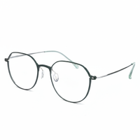 Round eyeglasses with thin metal frame on a white background