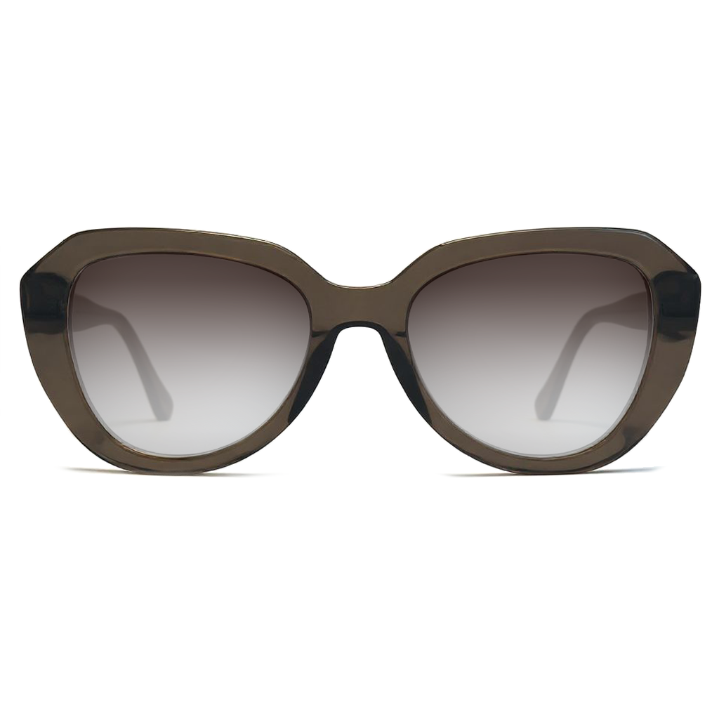 Brown sunglasses with gradient lenses on a white background