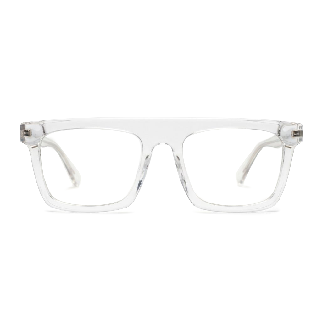 Clear eyeglasses on a white background