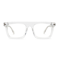 Clear eyeglasses on a white background