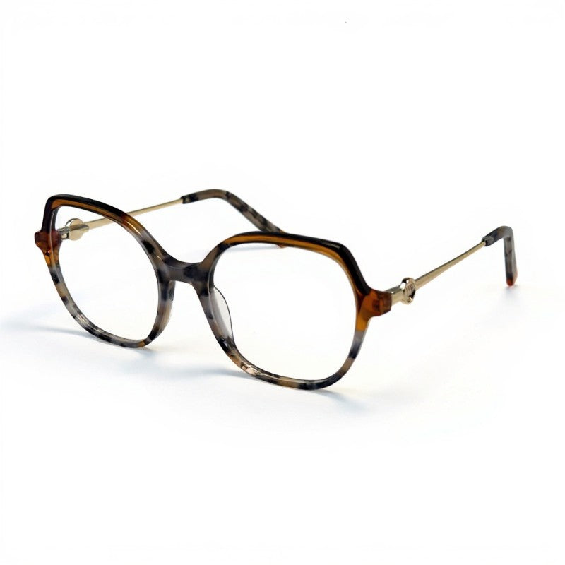 Eyeglasses with tortoiseshell frame on a white background