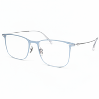 Light blue eyeglasses on a white background