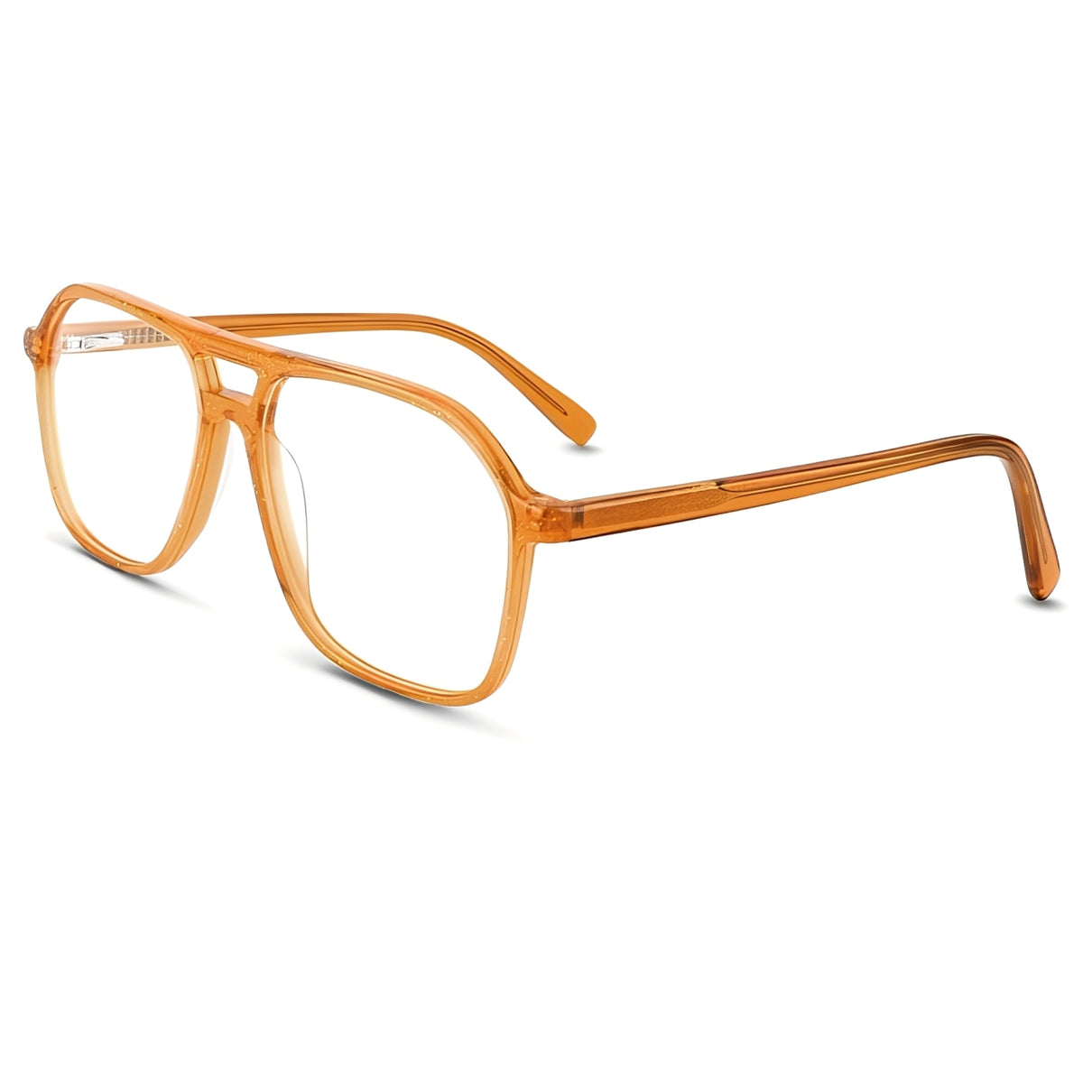 Orange eyeglasses on a white background