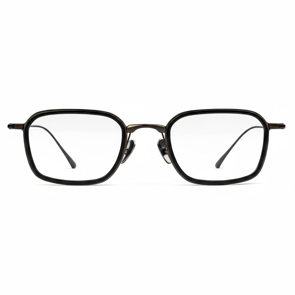 Black eyeglasses on a white background