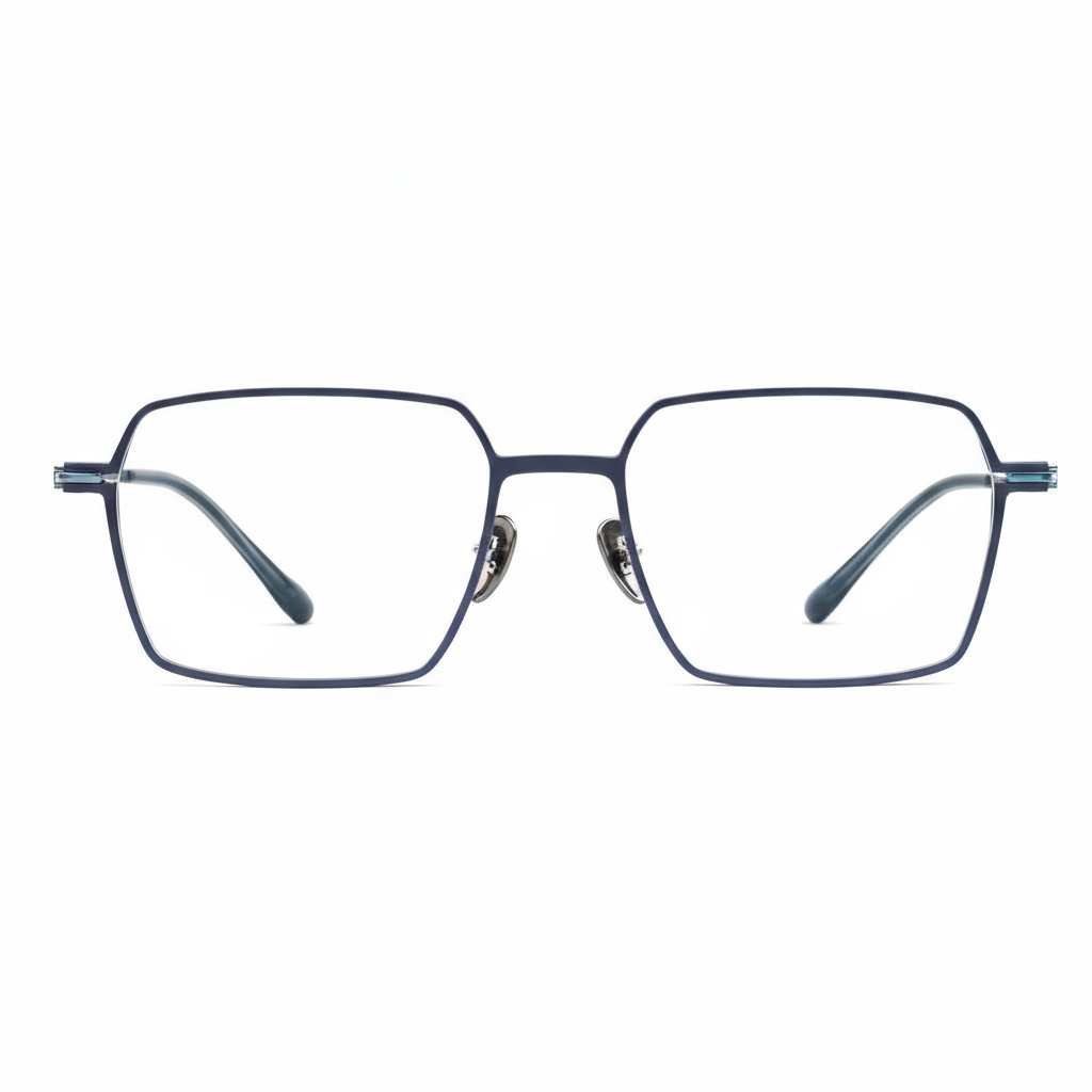 Pair of black eyeglasses on a white background