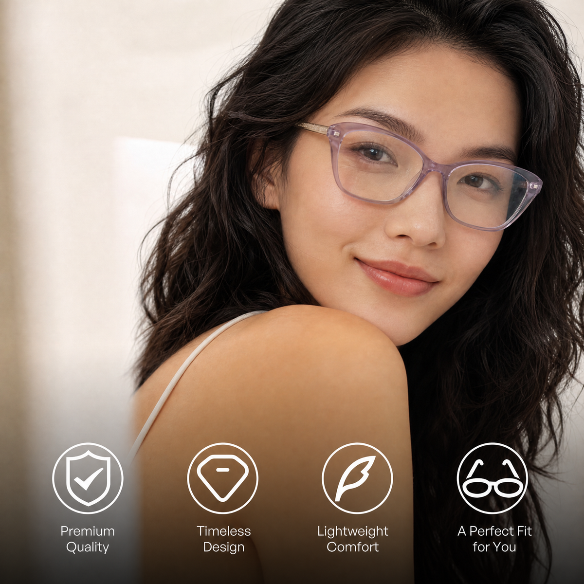 Pink Purple Acetate Square Frame, Effortlessly Elevate Your Everyday Presence