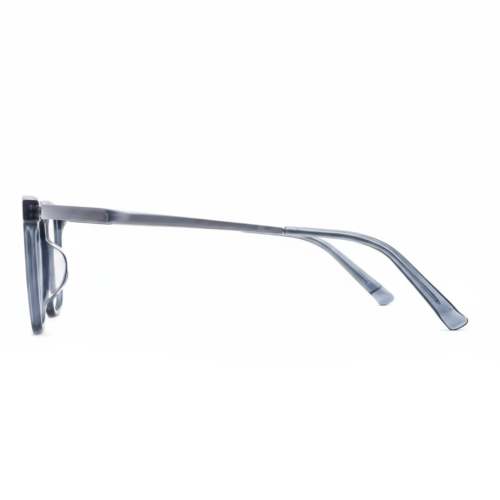 Silver eyeglasses on a white background