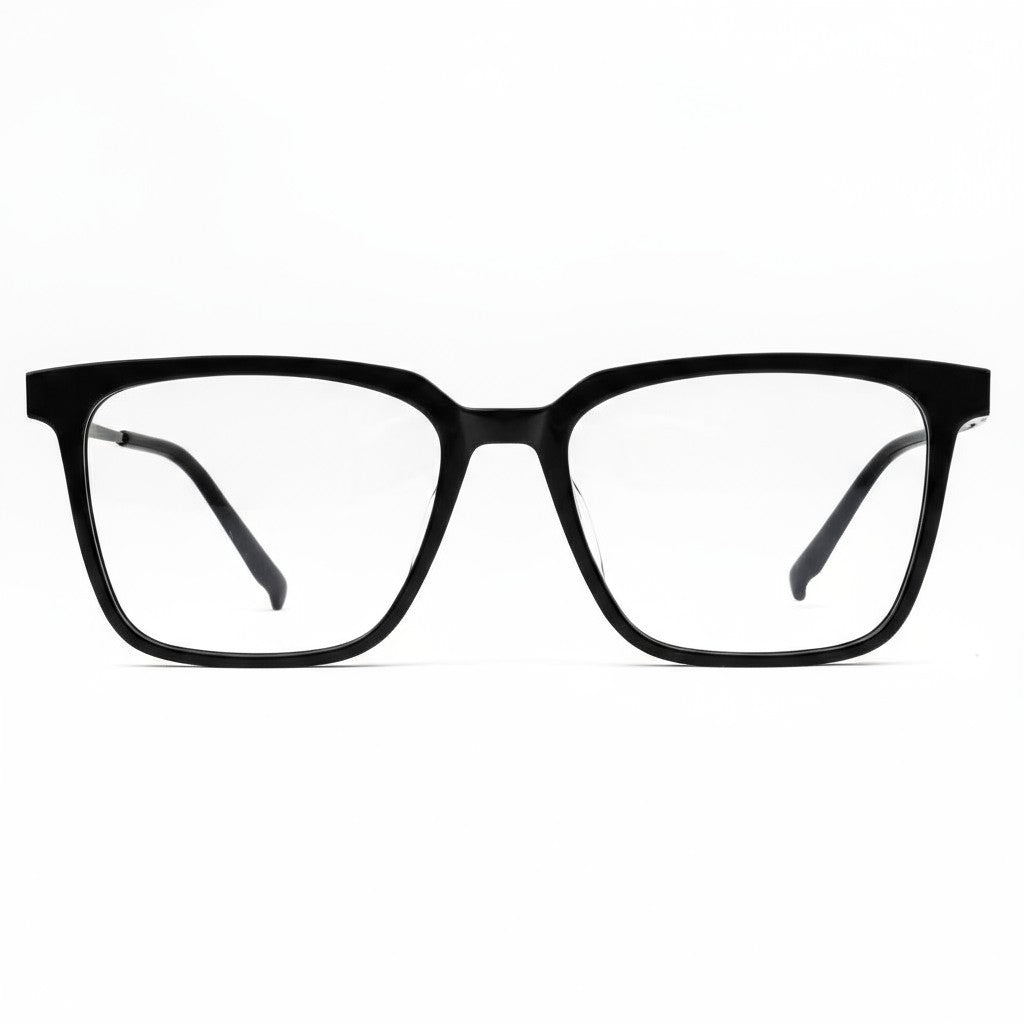 Black eyeglasses on a white background