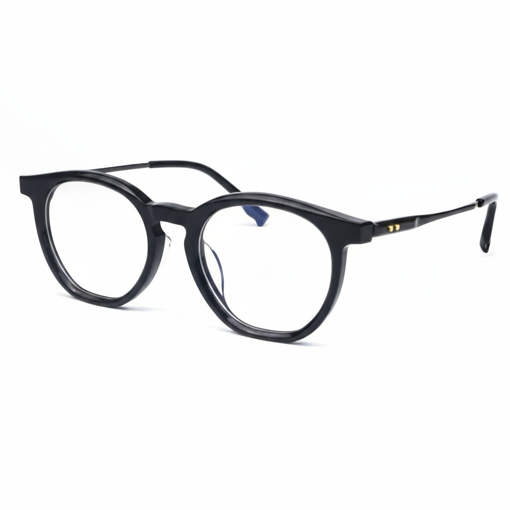 Black round eyeglasses on a white background
