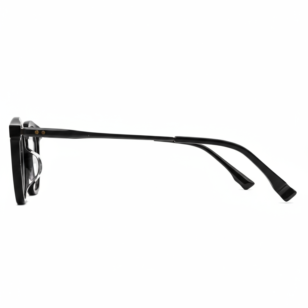Black eyeglasses on a white background