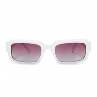 White square sunglasses with gradient purple-to-gray lenses, shown from the front on a solid white background.
