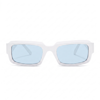 White square sunglasses with light blue lenses, shown from the front on a solid white background.