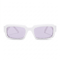 White square sunglasses with light purple tinted lenses, shown from the front on a solid white background.