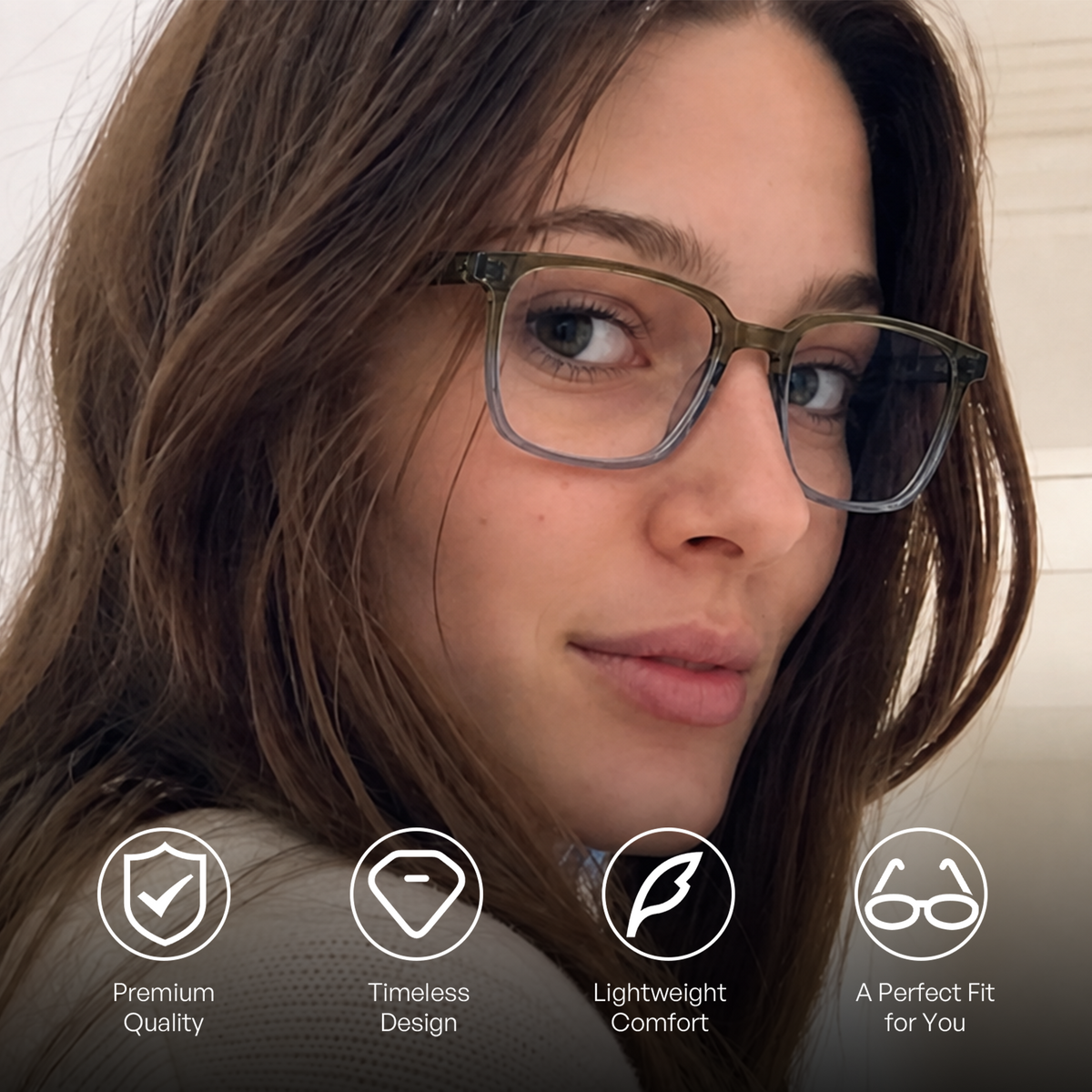 Mineral Grey Acetate Square Frame, Effortlessly Elevate Your Everyday Presence