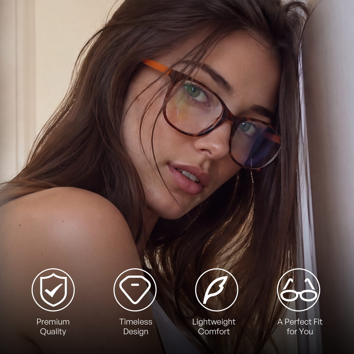 Premium acetate soft square ease, worn with effortless everyday quiet...