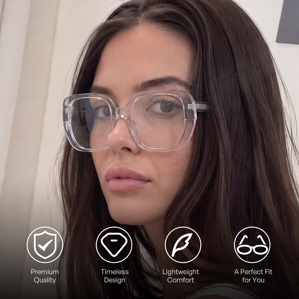 Transparent Acetate Square Frame, Effortlessly Elevate Your Everyday Presence