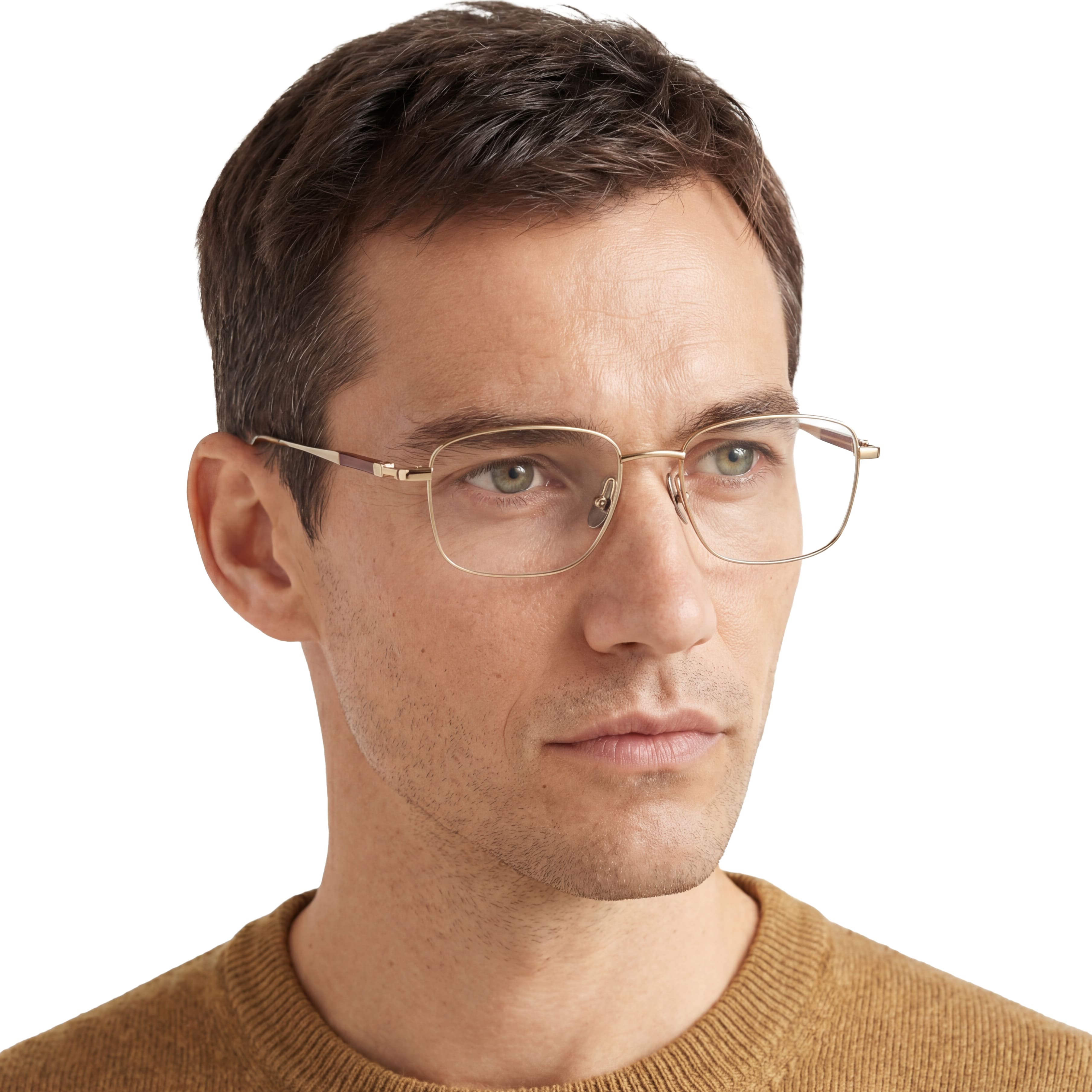 Man wearing glasses with a neutral background