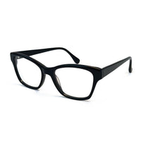 Black eyeglasses on a white background
