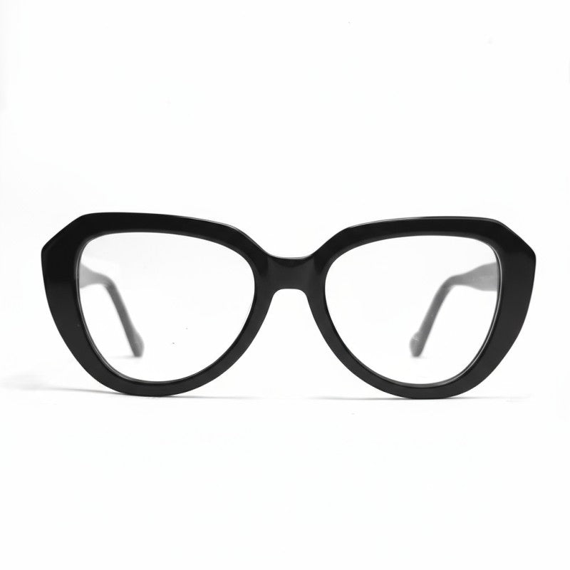 Black cat-eye glasses on a white background